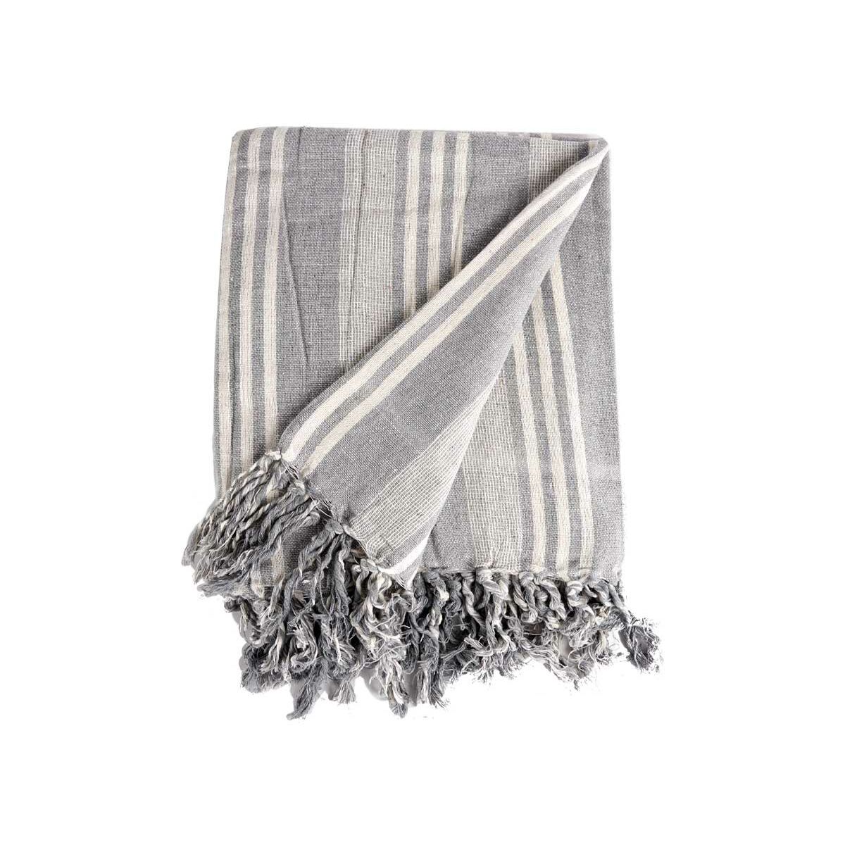 Multipurpose throw Gift Decor White Grey 235 x 205 cm Stripes (8 Units)